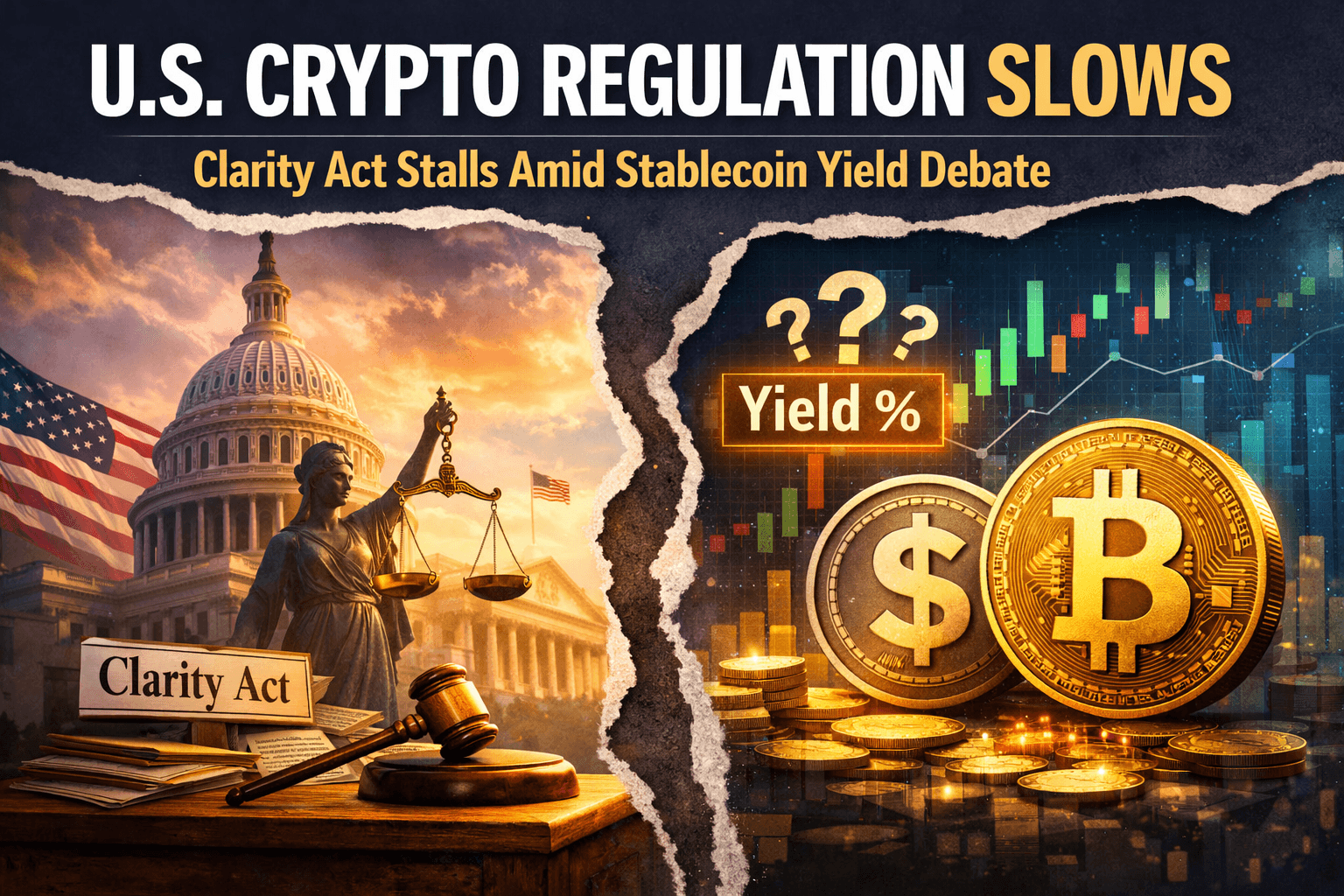 U.S. Crypto Regulation Slows as Clarity Act Stalls Amid Stablecoin Yield Debate